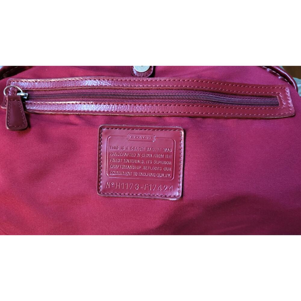 Coach Signature Stripe Framed Carryall Tote Satchel F17424 Red Trim Y2K - Picture 11 of 16
